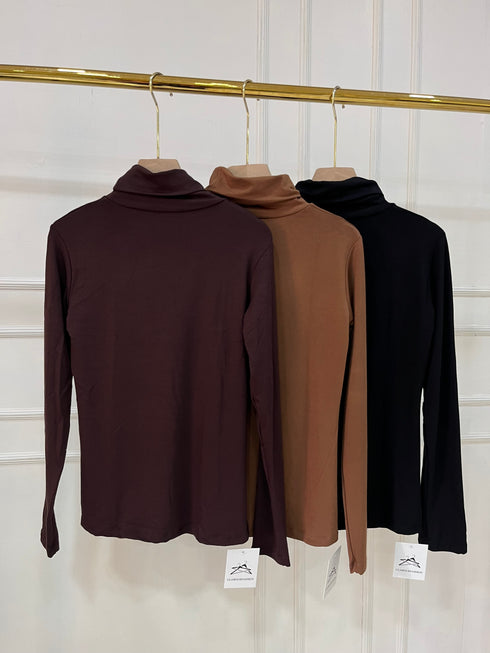 Women Stretchy Solid Colour Turtle Neck